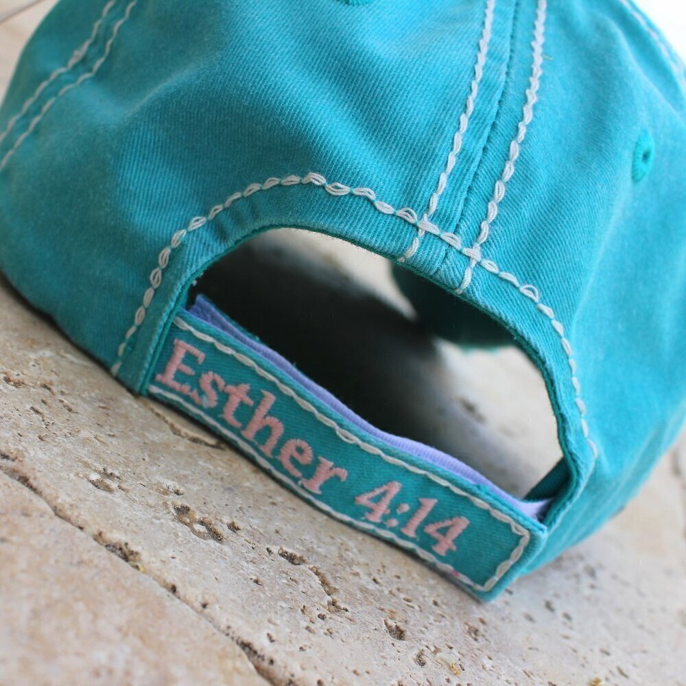 Womens Inspirational Cross Hat Cap Such A Time As This Esther 4:14 Distressed - Picture 6 of 11